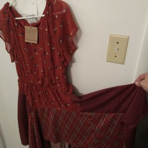 NWT The Morgan Factory Burgundy Boho Tunic Size M